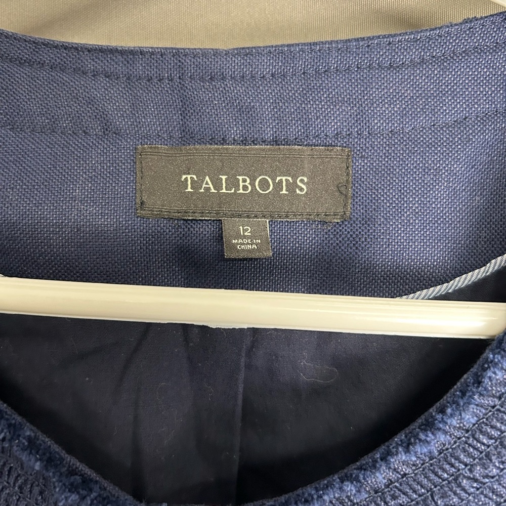 Talbots Women's Navy Blazer with Textured Trim - Picture 2 of 5